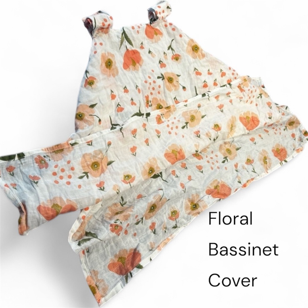EUC Stroller / Bassinet Floral Print Cover; Lightweight; Vel-cro Straps to Hang